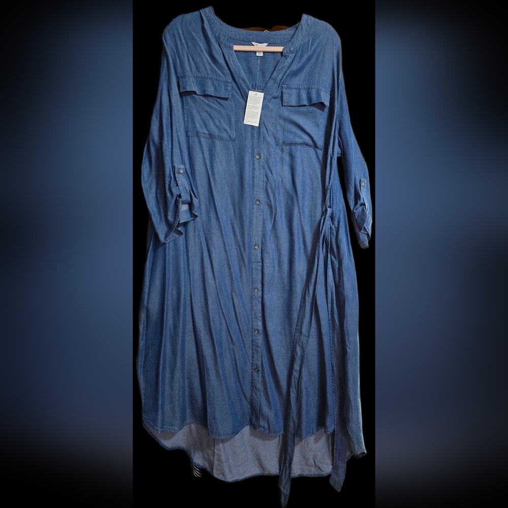 Cato Blue Denim V-Neck Dress